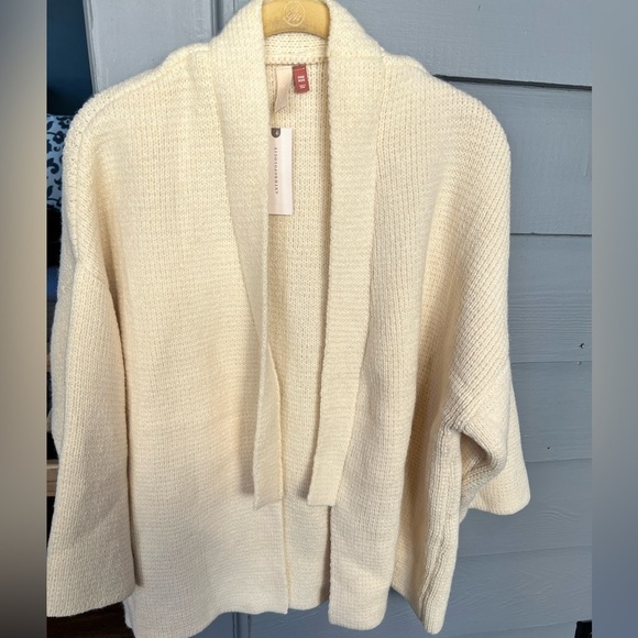 NWT Pilcro Anthropologie One Size Open Front Ivory Cream Cardigan Sweater - Picture 3 of 9